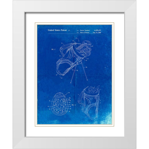 PP239-Faded Blueprint Golf Walking Bag Patent Poster White Modern Wood Framed Art Print with Double Matting by Borders, Cole