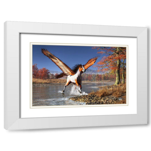 Autumn Pegasus White Modern Wood Framed Art Print with Double Matting by Eskridge, Daniel