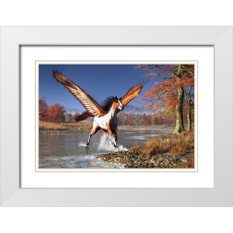 Autumn Pegasus White Modern Wood Framed Art Print with Double Matting by Eskridge, Daniel