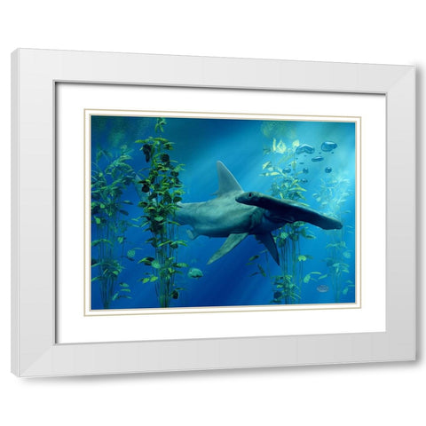 Hammerhead White Modern Wood Framed Art Print with Double Matting by Eskridge, Daniel
