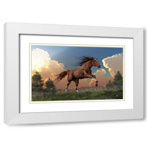 Running Free White Modern Wood Framed Art Print with Double Matting by Eskridge, Daniel