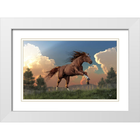 Running Free White Modern Wood Framed Art Print with Double Matting by Eskridge, Daniel