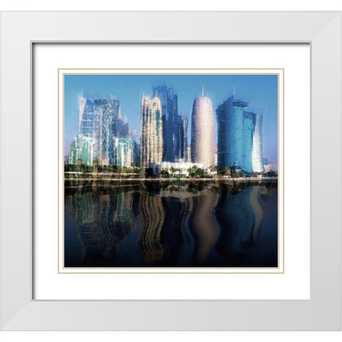 City of the Future White Modern Wood Framed Art Print with Double Matting by Manlove, David