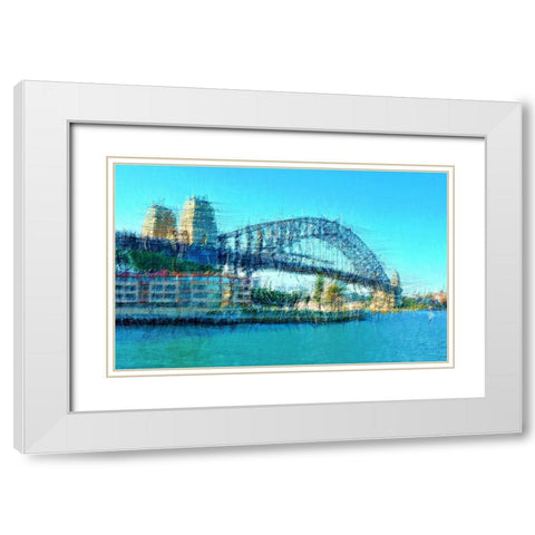 Sydney Harbour Bridge White Modern Wood Framed Art Print with Double Matting by Manlove, David
