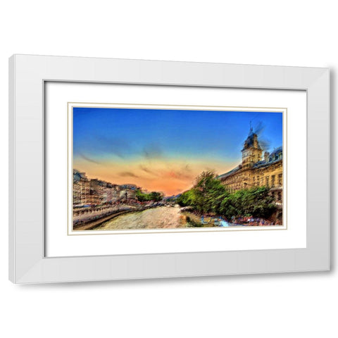 River Seine A White Modern Wood Framed Art Print with Double Matting by Manlove, David
