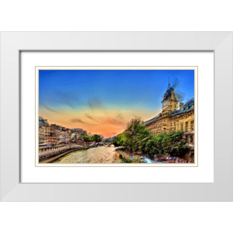 River Seine A White Modern Wood Framed Art Print with Double Matting by Manlove, David