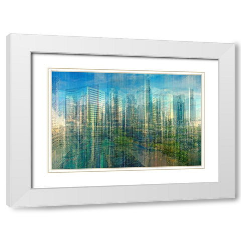 Emerald City White Modern Wood Framed Art Print with Double Matting by Manlove, David