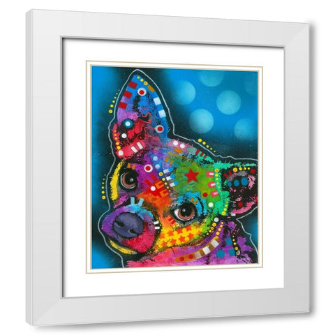 Pop Chihuahua White Modern Wood Framed Art Print with Double Matting by Dean Russo Collection