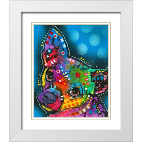 Pop Chihuahua White Modern Wood Framed Art Print with Double Matting by Dean Russo Collection