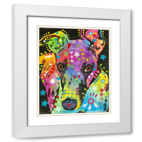 Curious Greyhound White Modern Wood Framed Art Print with Double Matting by Dean Russo Collection