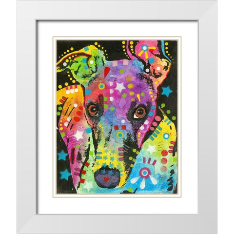Curious Greyhound White Modern Wood Framed Art Print with Double Matting by Dean Russo Collection