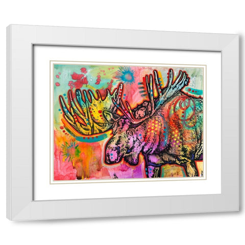 Bull Moose  White Modern Wood Framed Art Print with Double Matting by Dean Russo Collection