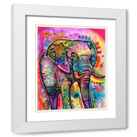 Elephant in Charge White Modern Wood Framed Art Print with Double Matting by Dean Russo Collection