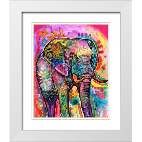 Elephant in Charge White Modern Wood Framed Art Print with Double Matting by Dean Russo Collection