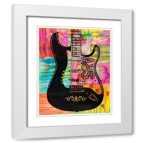 SRV Guitar White Modern Wood Framed Art Print with Double Matting by Dean Russo Collection