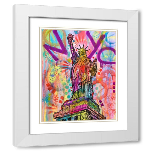 Liberty White Modern Wood Framed Art Print with Double Matting by Dean Russo Collection