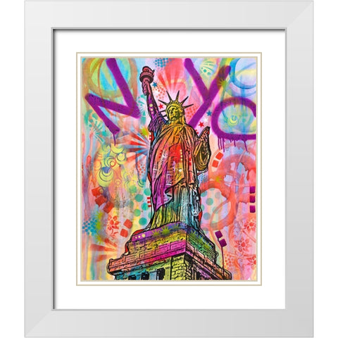Liberty White Modern Wood Framed Art Print with Double Matting by Dean Russo Collection