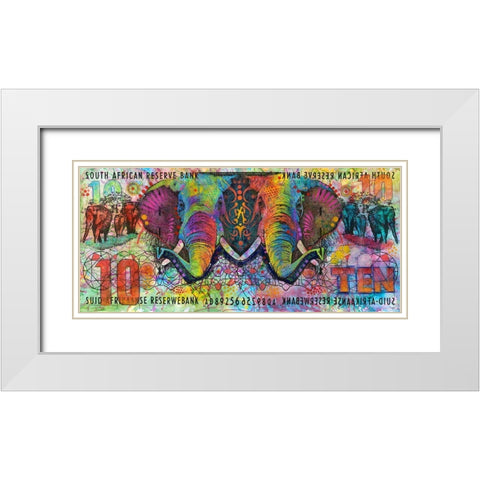 Elephants White Modern Wood Framed Art Print with Double Matting by Dean Russo Collection