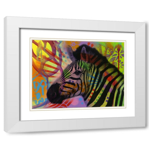 Zebra White Modern Wood Framed Art Print with Double Matting by Dean Russo Collection