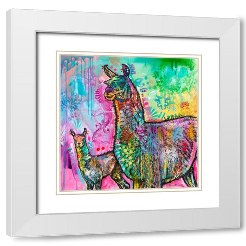 Psychedelic Llama White Modern Wood Framed Art Print with Double Matting by Dean Russo Collection
