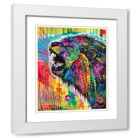South African Lion White Modern Wood Framed Art Print with Double Matting by Dean Russo Collection