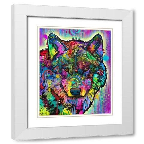 Warf Wolf White Modern Wood Framed Art Print with Double Matting by Dean Russo Collection
