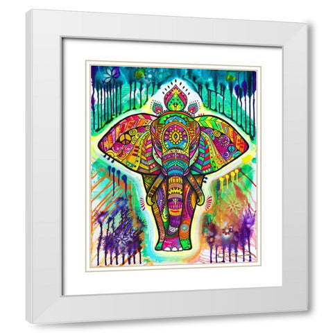 Elephant 4 White Modern Wood Framed Art Print with Double Matting by Dean Russo Collection