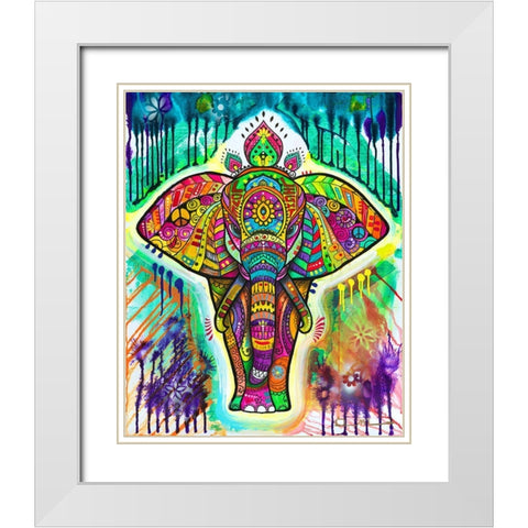 Elephant 4 White Modern Wood Framed Art Print with Double Matting by Dean Russo Collection