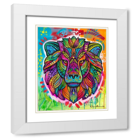 Lion White Modern Wood Framed Art Print with Double Matting by Dean Russo Collection
