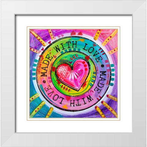 Made with Love White Modern Wood Framed Art Print with Double Matting by Dean Russo Collection