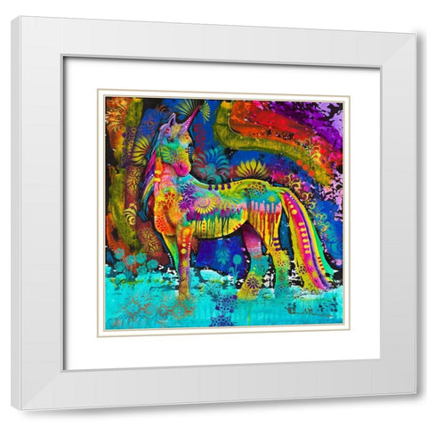 Oddesy Unicorn White Modern Wood Framed Art Print with Double Matting by Dean Russo Collection