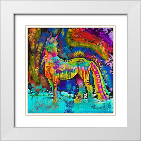 Oddesy Unicorn White Modern Wood Framed Art Print with Double Matting by Dean Russo Collection