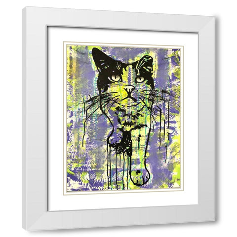 Baby Cat White Modern Wood Framed Art Print with Double Matting by Dean Russo Collection