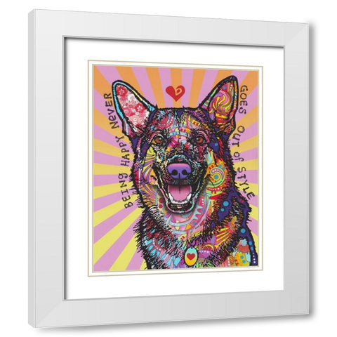 Being Happy White Modern Wood Framed Art Print with Double Matting by Dean Russo Collection