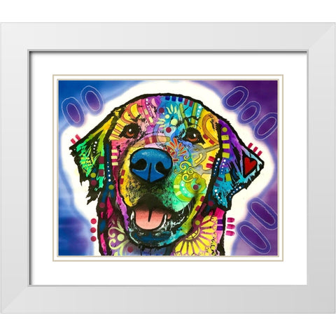 Heartfelt Retriever White Modern Wood Framed Art Print with Double Matting by Dean Russo Collection