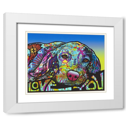 Love You Hound White Modern Wood Framed Art Print with Double Matting by Dean Russo Collection