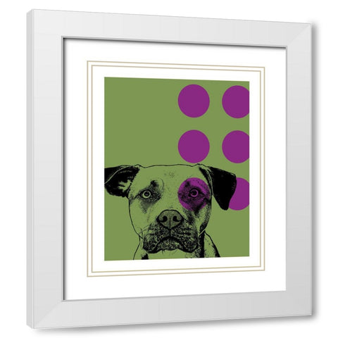 Spot Green White Modern Wood Framed Art Print with Double Matting by Dean Russo Collection