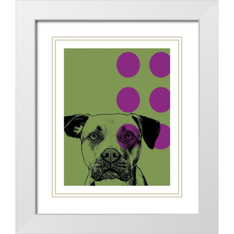 Spot Green White Modern Wood Framed Art Print with Double Matting by Dean Russo Collection