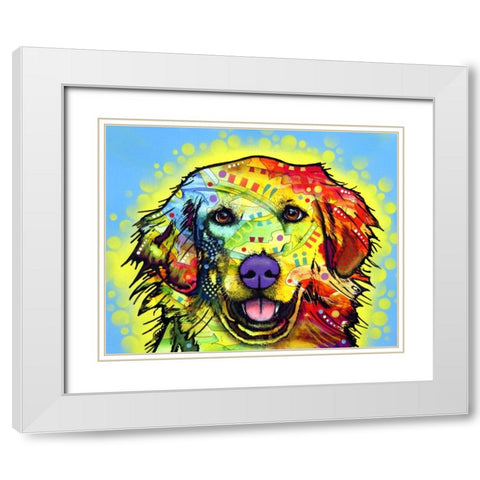 Golden Retriever White Modern Wood Framed Art Print with Double Matting by Dean Russo Collection