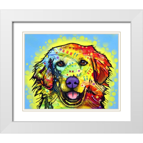 Golden Retriever White Modern Wood Framed Art Print with Double Matting by Dean Russo Collection