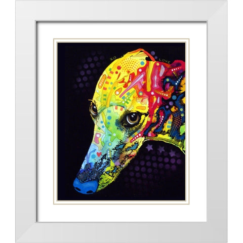 Greyhound White Modern Wood Framed Art Print with Double Matting by Dean Russo Collection