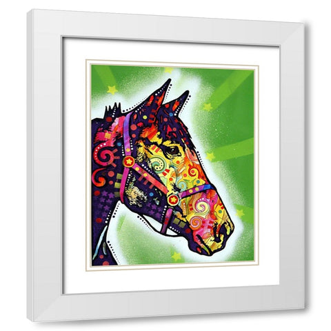 Horse White Modern Wood Framed Art Print with Double Matting by Dean Russo Collection