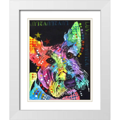 Scottish Terrier White Modern Wood Framed Art Print with Double Matting by Dean Russo Collection
