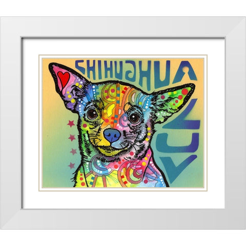 Chihuahua Luv White Modern Wood Framed Art Print with Double Matting by Dean Russo Collection