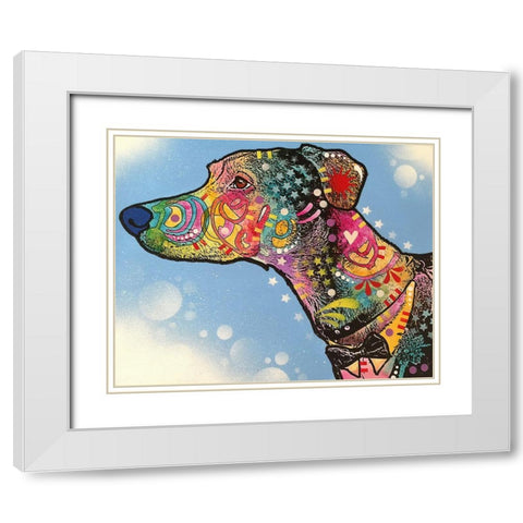 Enzo White Modern Wood Framed Art Print with Double Matting by Dean Russo Collection