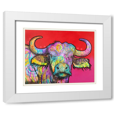 Wildebeest White Modern Wood Framed Art Print with Double Matting by Dean Russo Collection