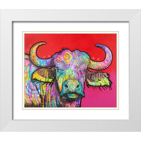 Wildebeest White Modern Wood Framed Art Print with Double Matting by Dean Russo Collection