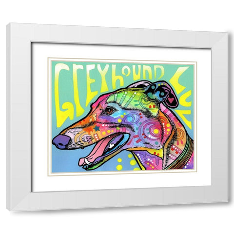 Greyhound Luv White Modern Wood Framed Art Print with Double Matting by Dean Russo Collection