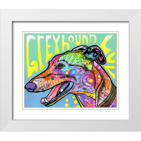 Greyhound Luv White Modern Wood Framed Art Print with Double Matting by Dean Russo Collection