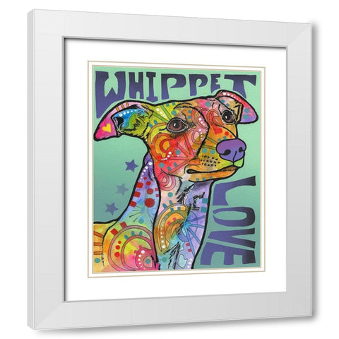 Whippet Love White Modern Wood Framed Art Print with Double Matting by Dean Russo Collection